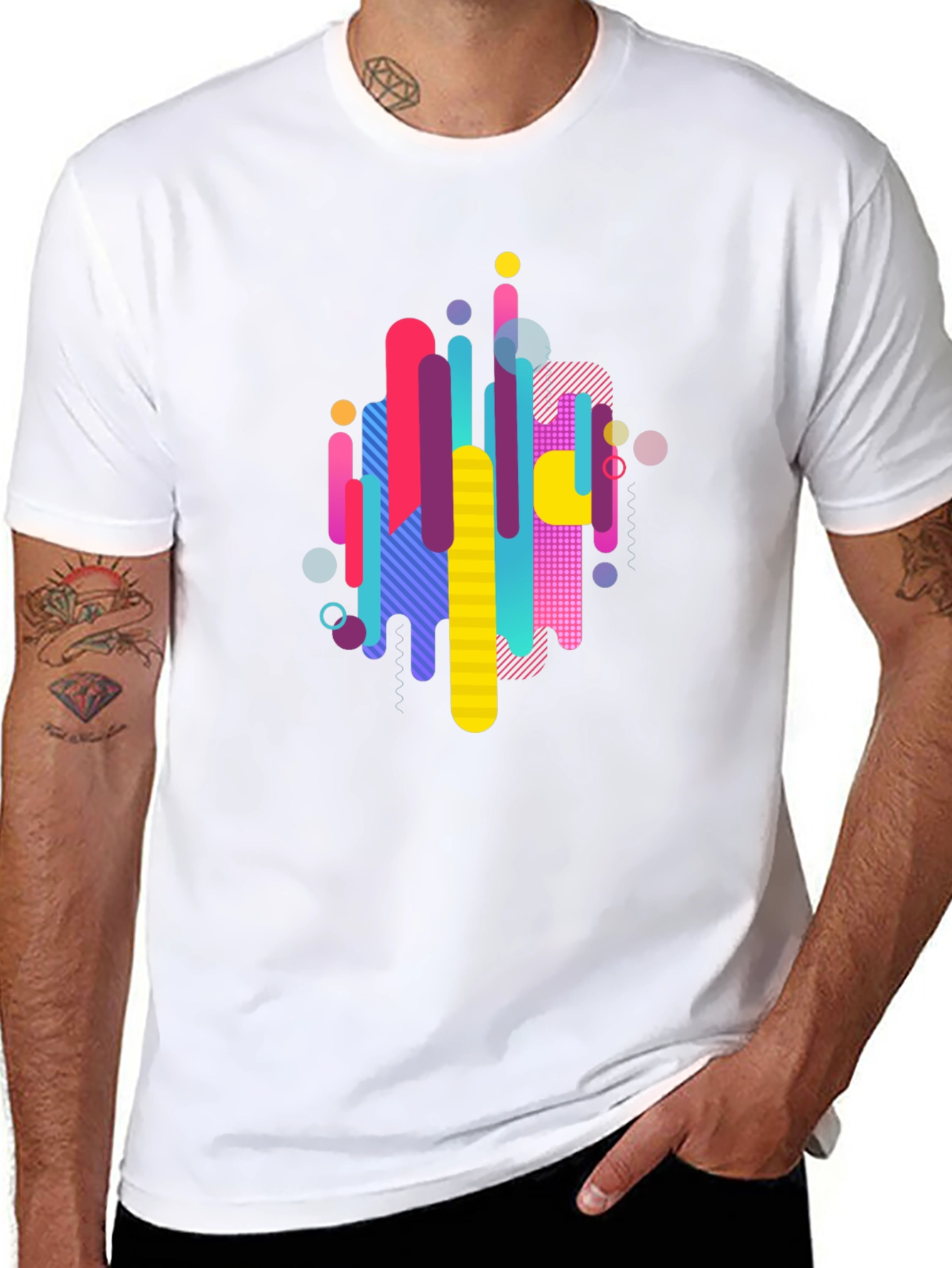 Abstract Graphic Print Mens Black T-Shirt