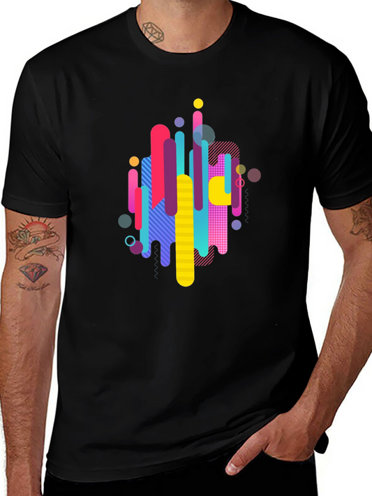 Abstract Graphic Print Mens Black T-Shirt