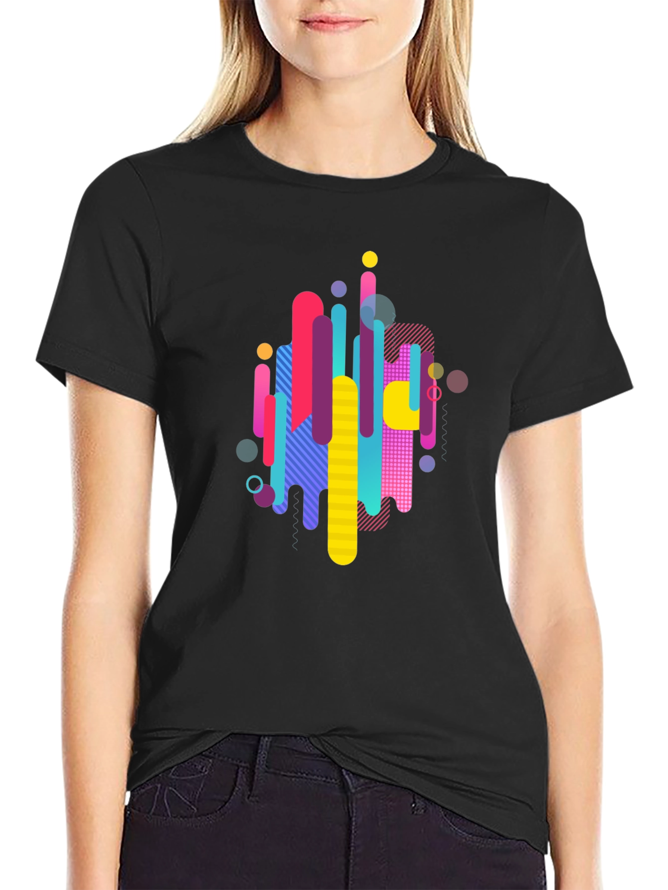 Abstract Graphic Print Mens Black T-Shirt