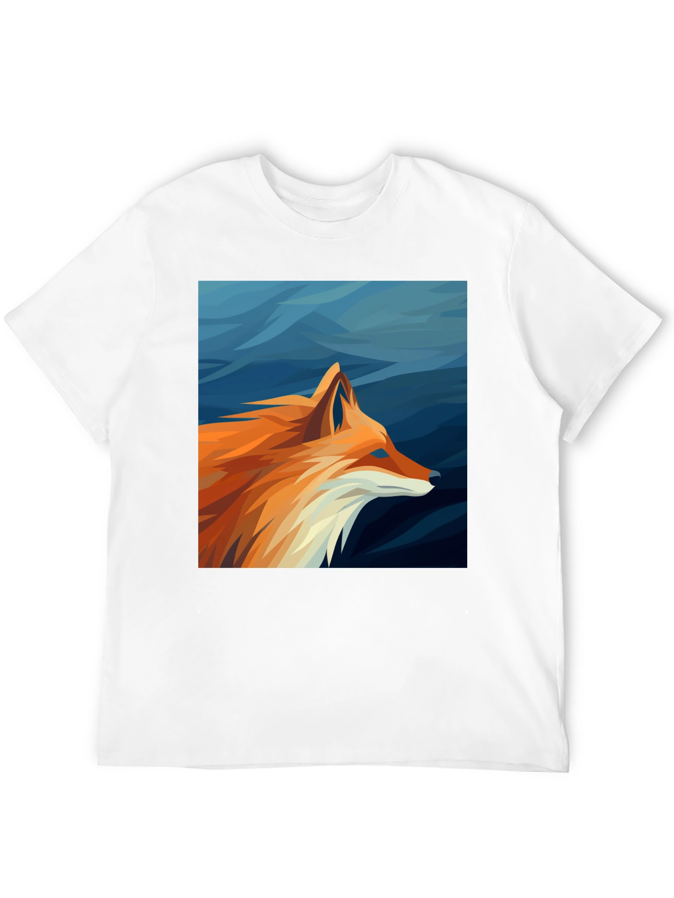 Geometric Fox Graphic Tee - Black Cotton Comfort