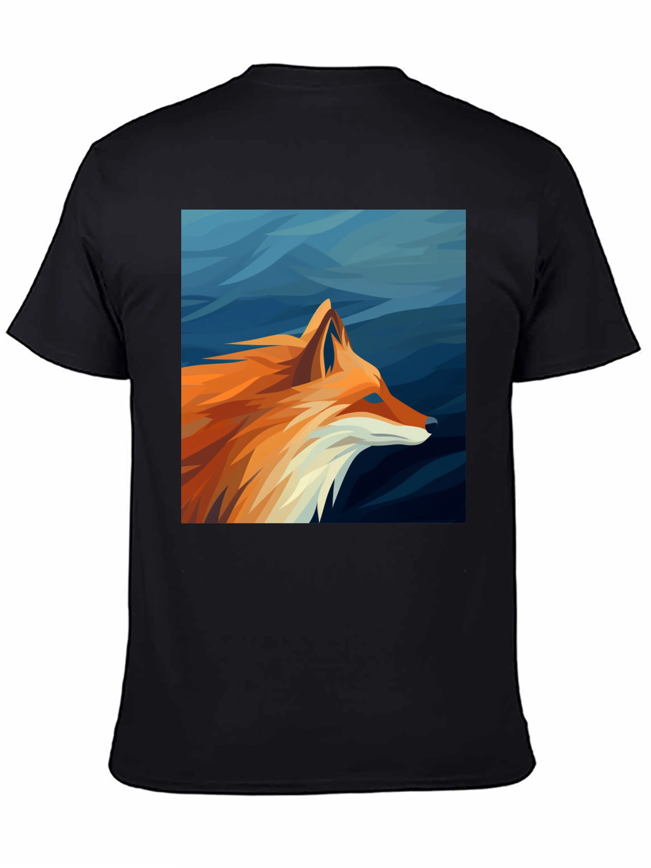 Geometric Fox Graphic Tee - Black Cotton Comfort