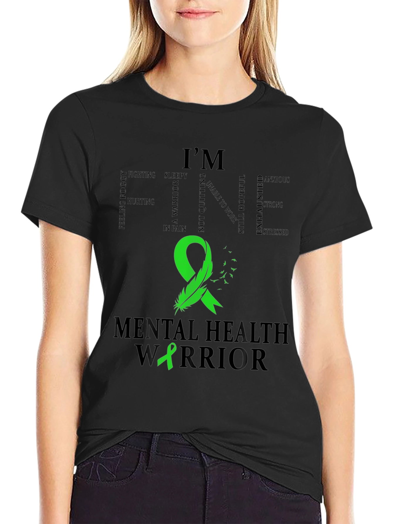 Mental Health Warrior T-Shirt - Green Ribbon