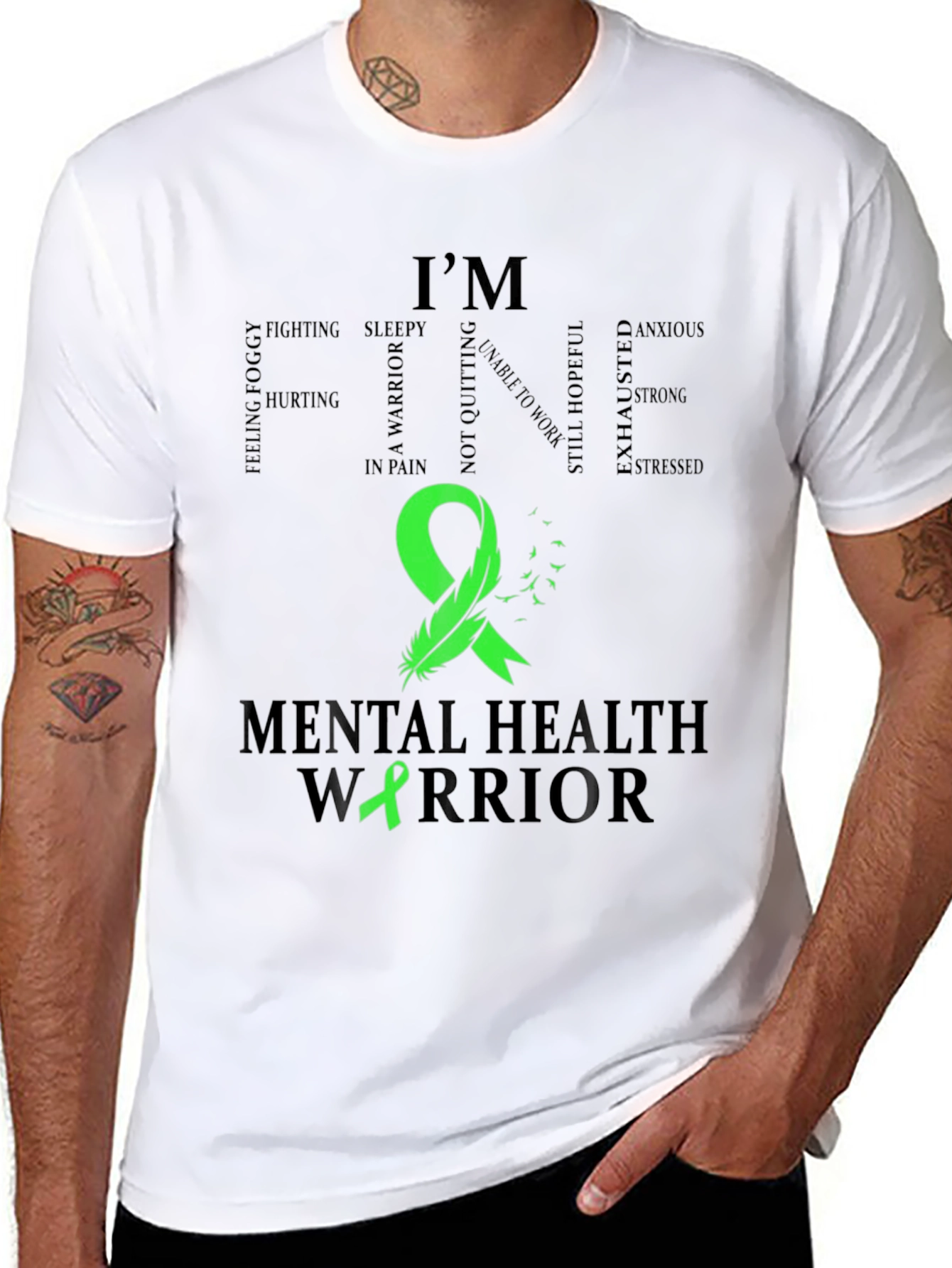 Mental Health Warrior T-Shirt - Green Ribbon