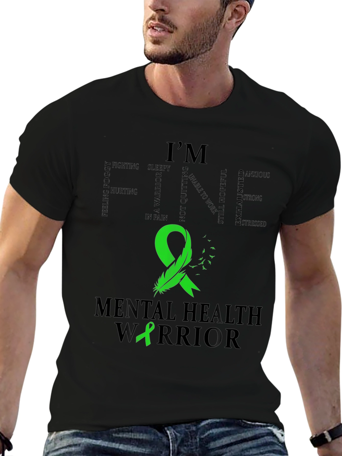 Mental Health Warrior T-Shirt - Green Ribbon