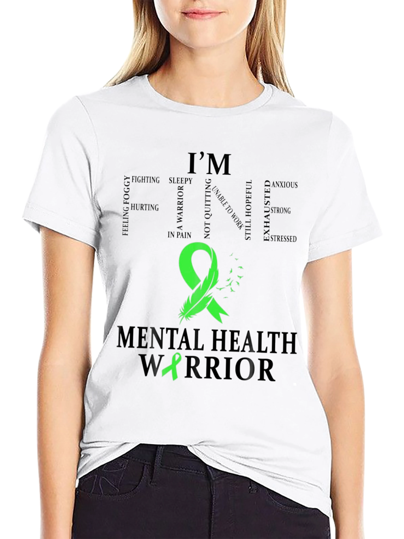 Mental Health Warrior T-Shirt - Green Ribbon