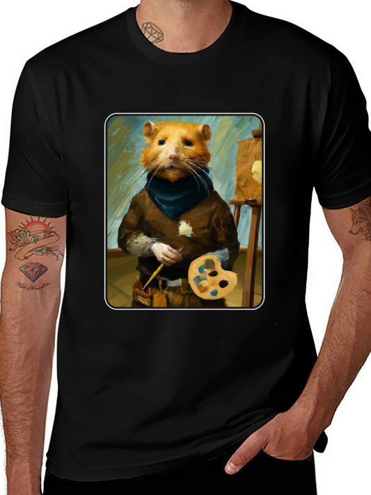 Hamster Painter T-Shirt - Artistic Novelty Tee