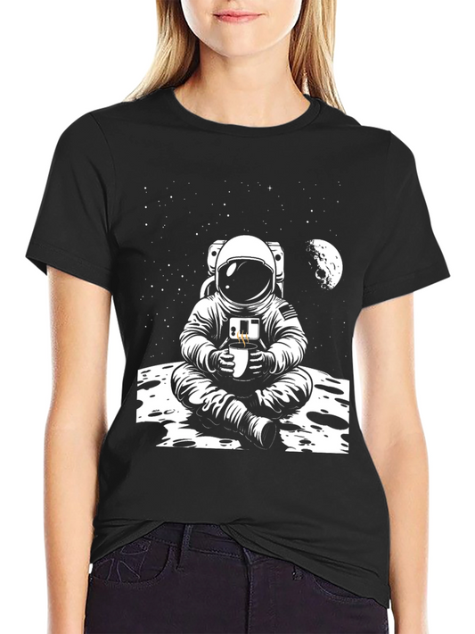 Astronaut Coffee Graphic T-Shirt - Space Lover Tee