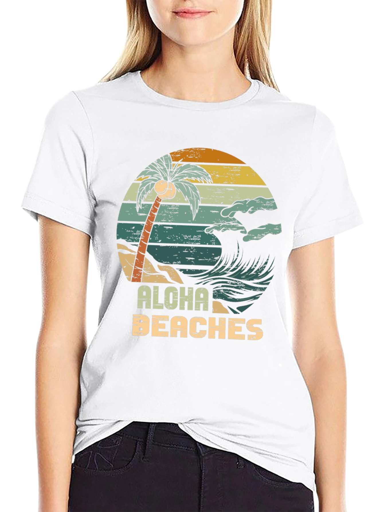 Aloha Beaches Retro Graphic T-Shirt