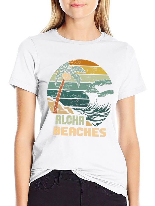 Aloha Beaches Retro Graphic T-Shirt