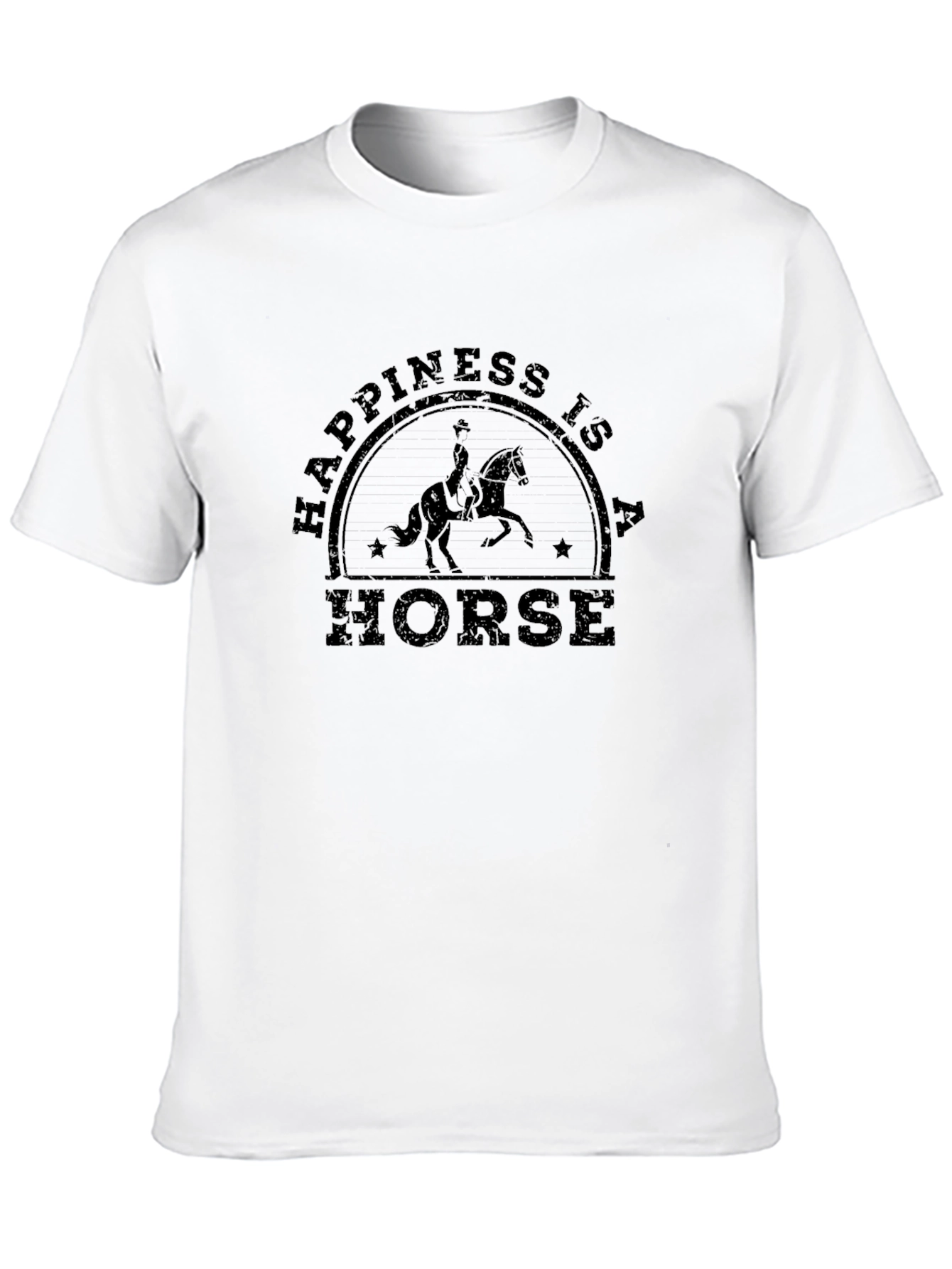 Happiness Is A Horse T-Shirt Black Graphic Tee