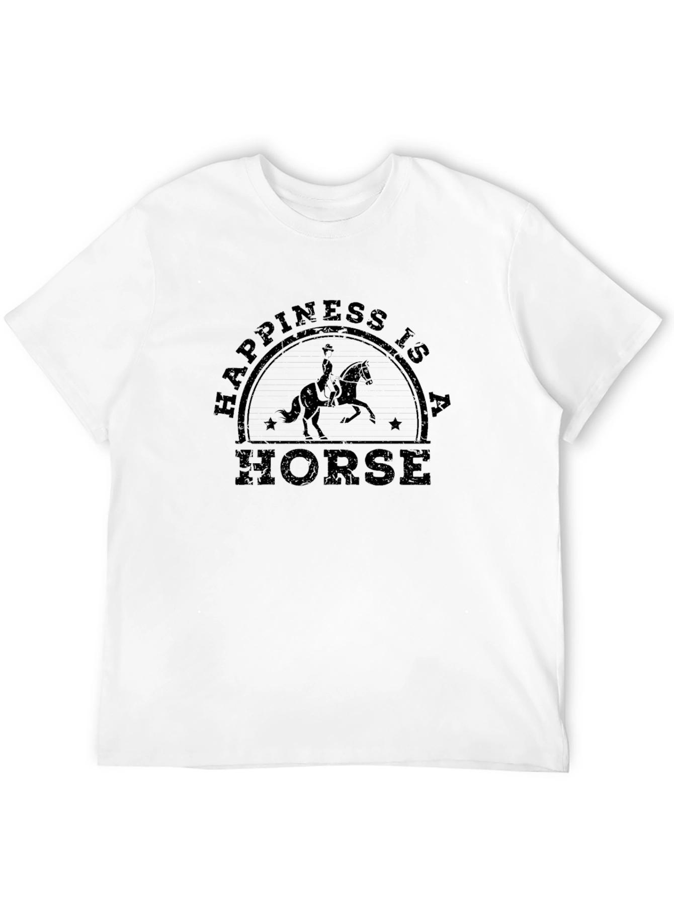Happiness Is A Horse T-Shirt Black Graphic Tee
