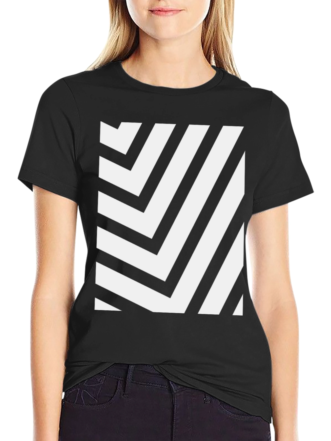 Geometric Stripe Tee - Modern Graphic Design T-Shirt