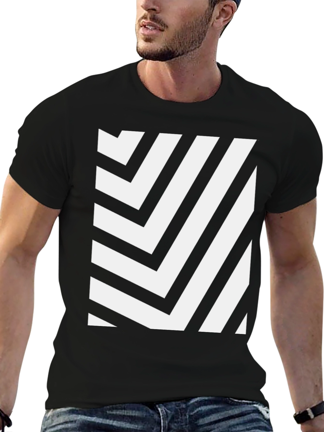 Geometric Stripe Tee - Modern Graphic Design T-Shirt