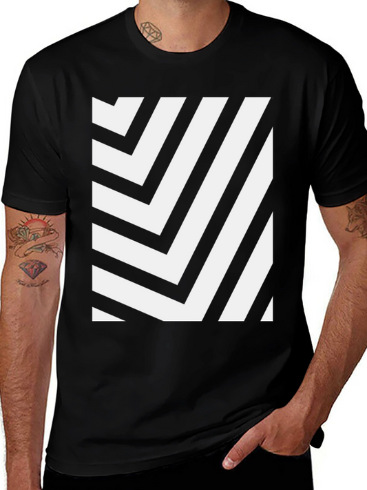 Geometric Stripe Tee - Modern Graphic Design T-Shirt