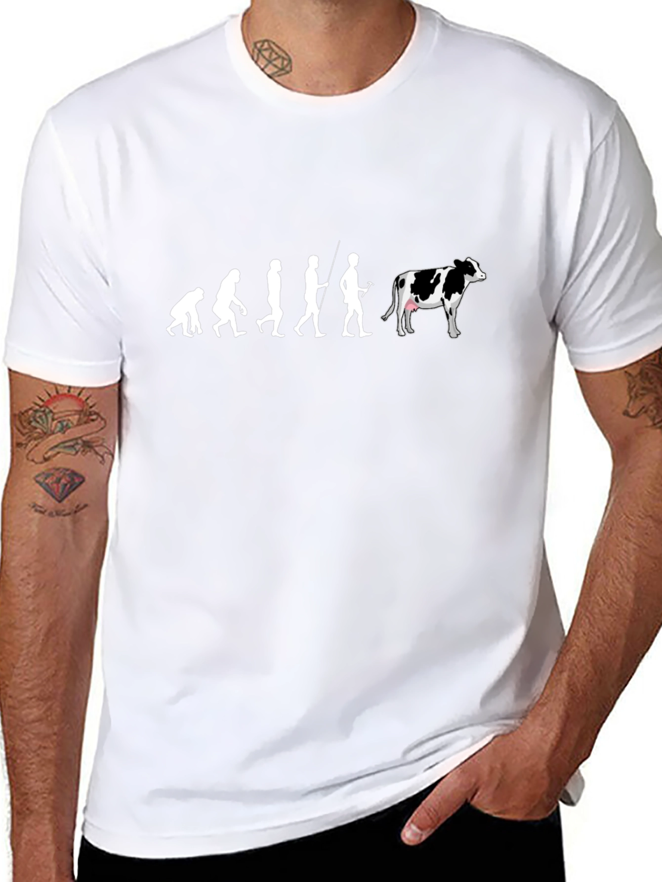 Evolution of Man Cow T-Shirt
