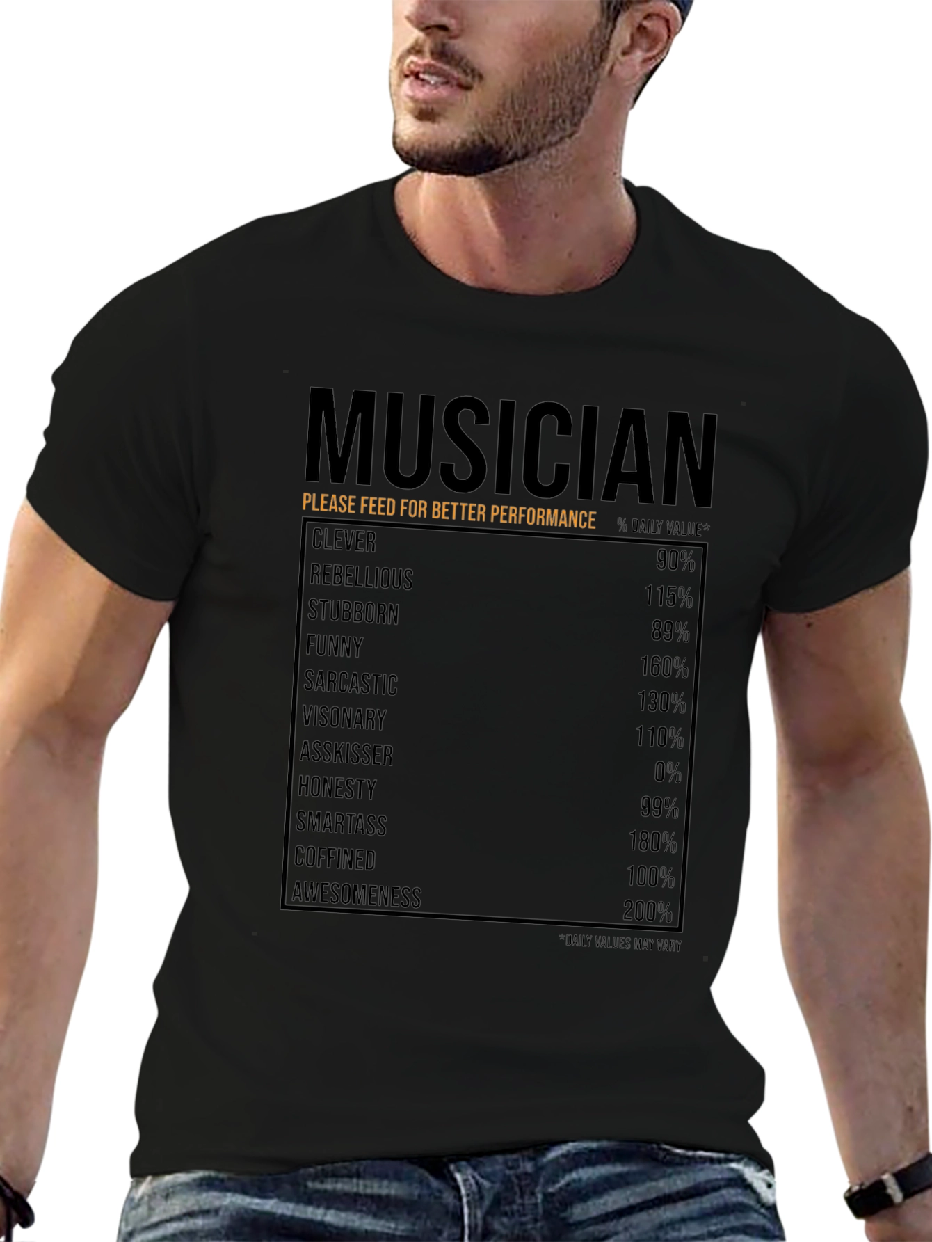 Musician Nutrition Facts T-Shirt - Clever Funny Awesome!