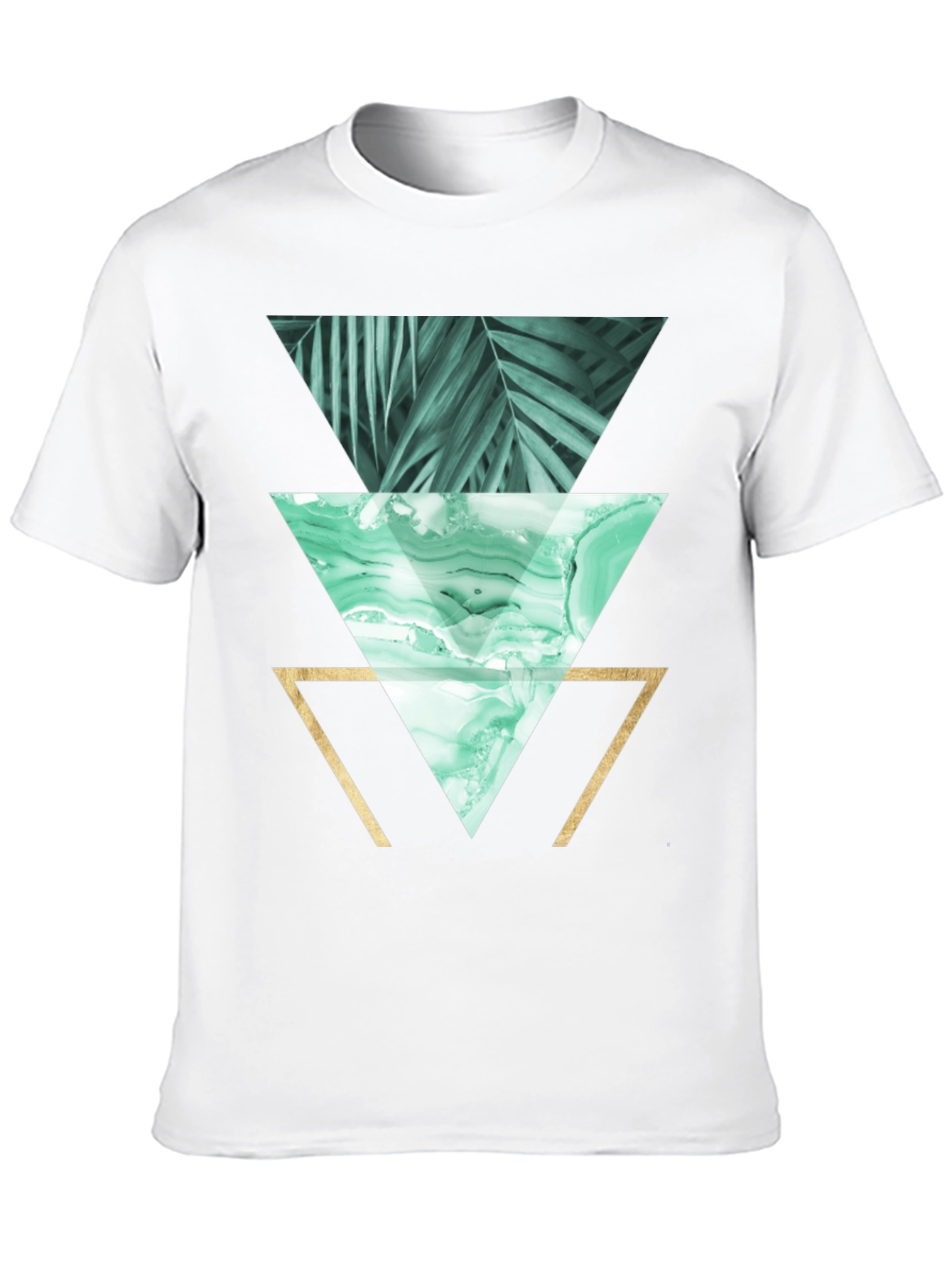 Geometric Triangles Graphic Print Tee - Black