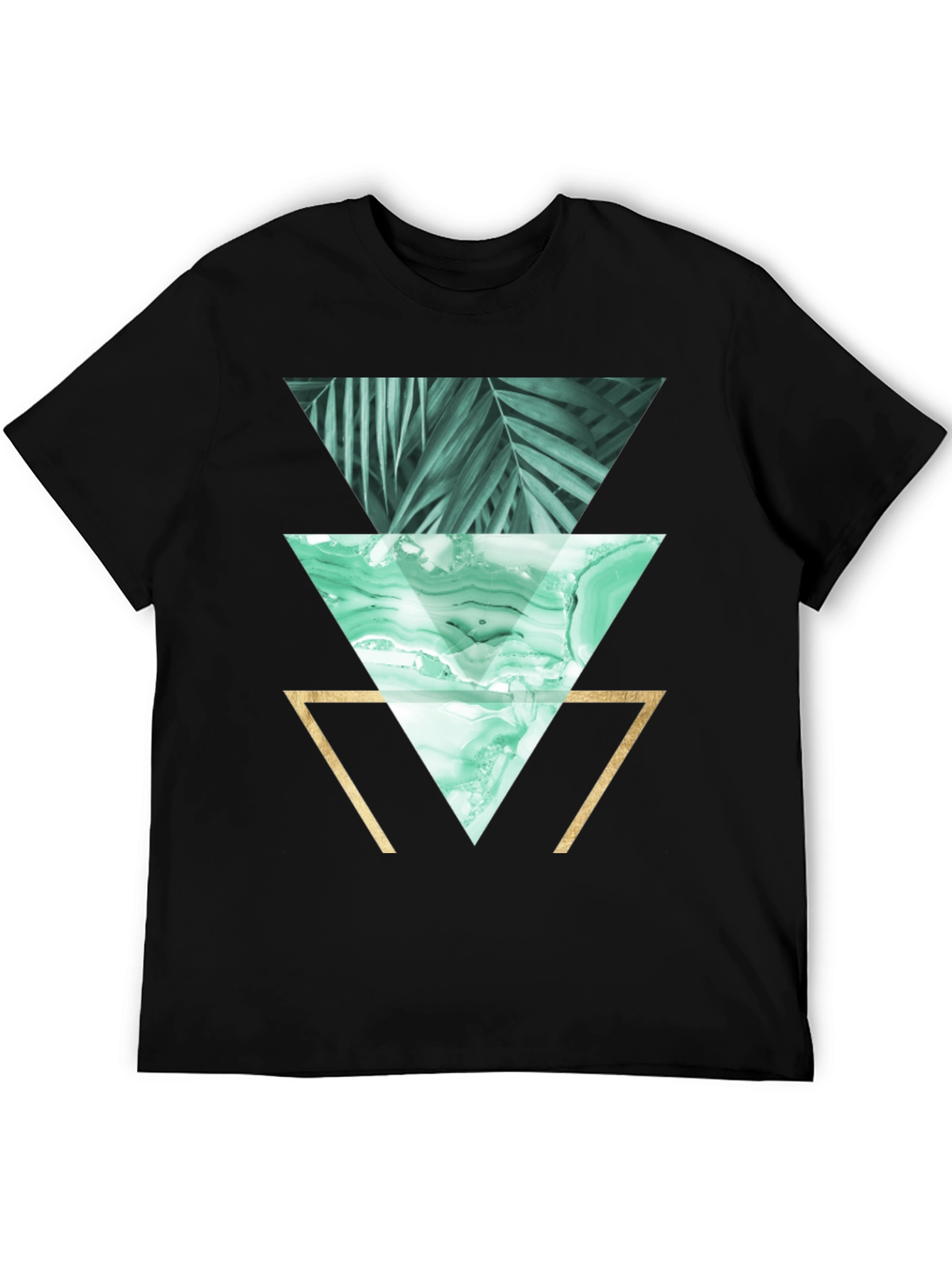 Geometric Triangles Graphic Print Tee - Black