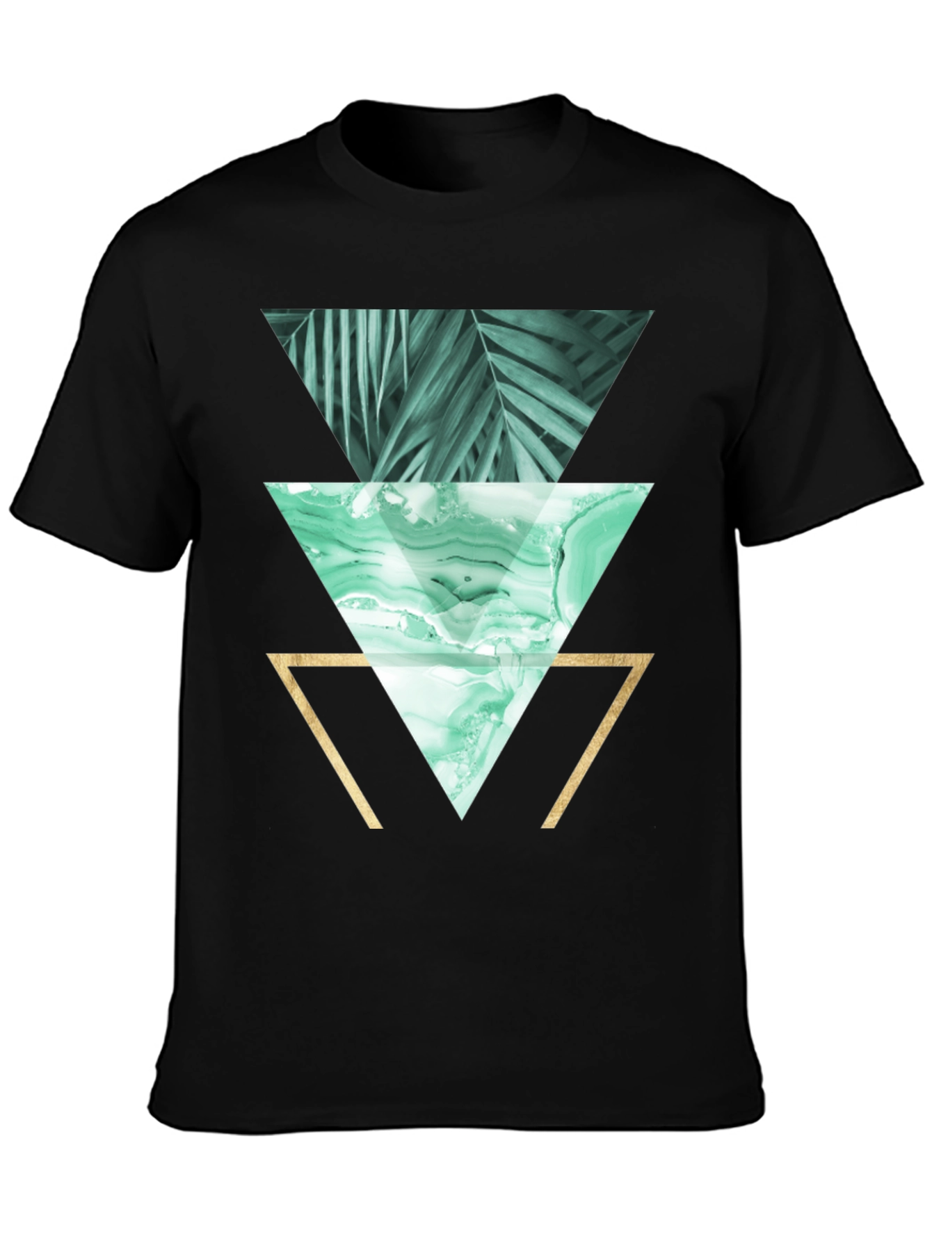 Geometric Triangles Graphic Print Tee - Black
