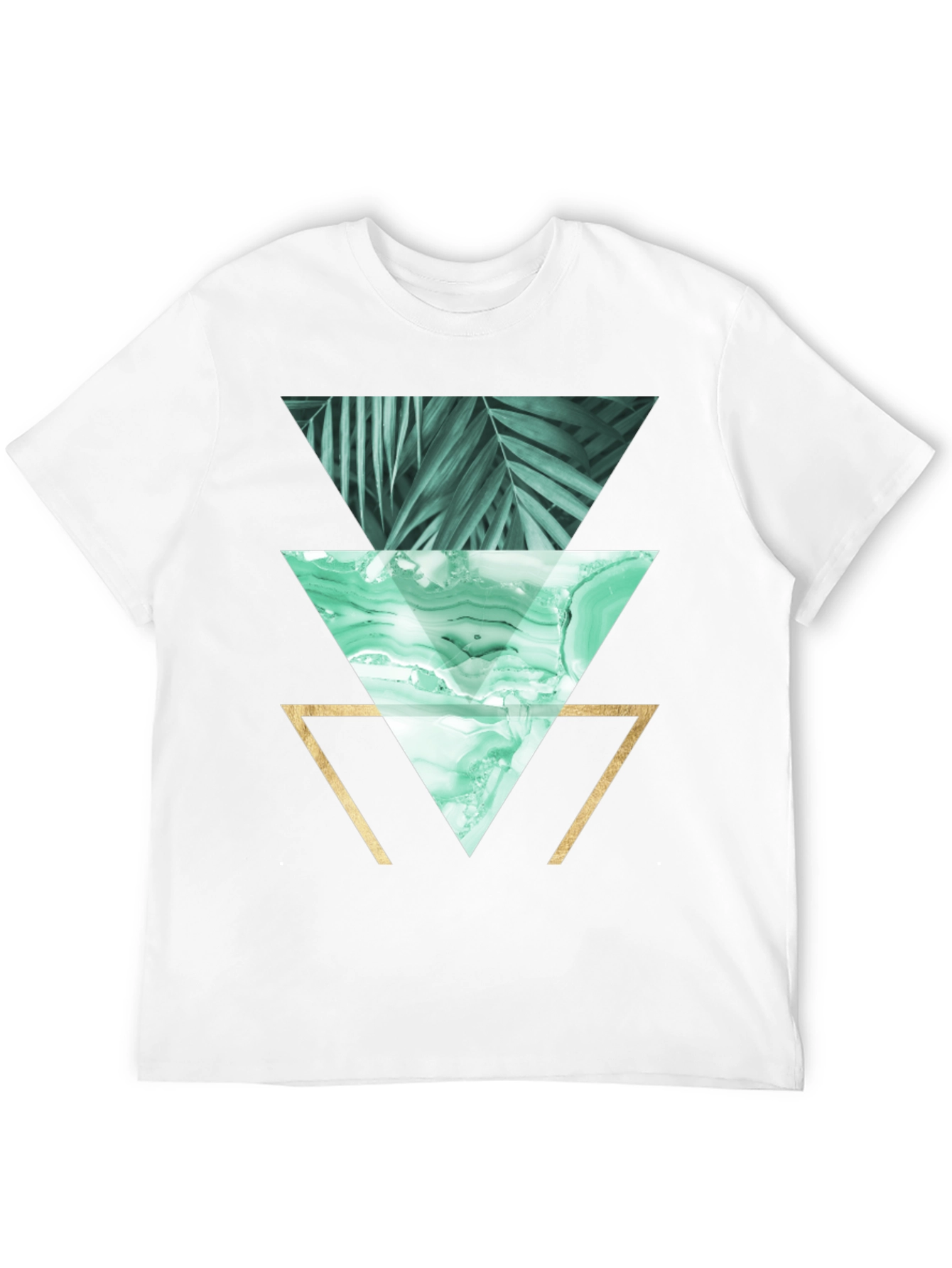 Geometric Triangles Graphic Print Tee - Black