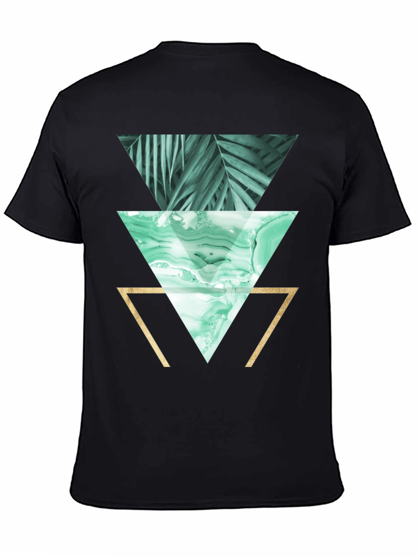 Geometric Triangles Graphic Print Tee - Black