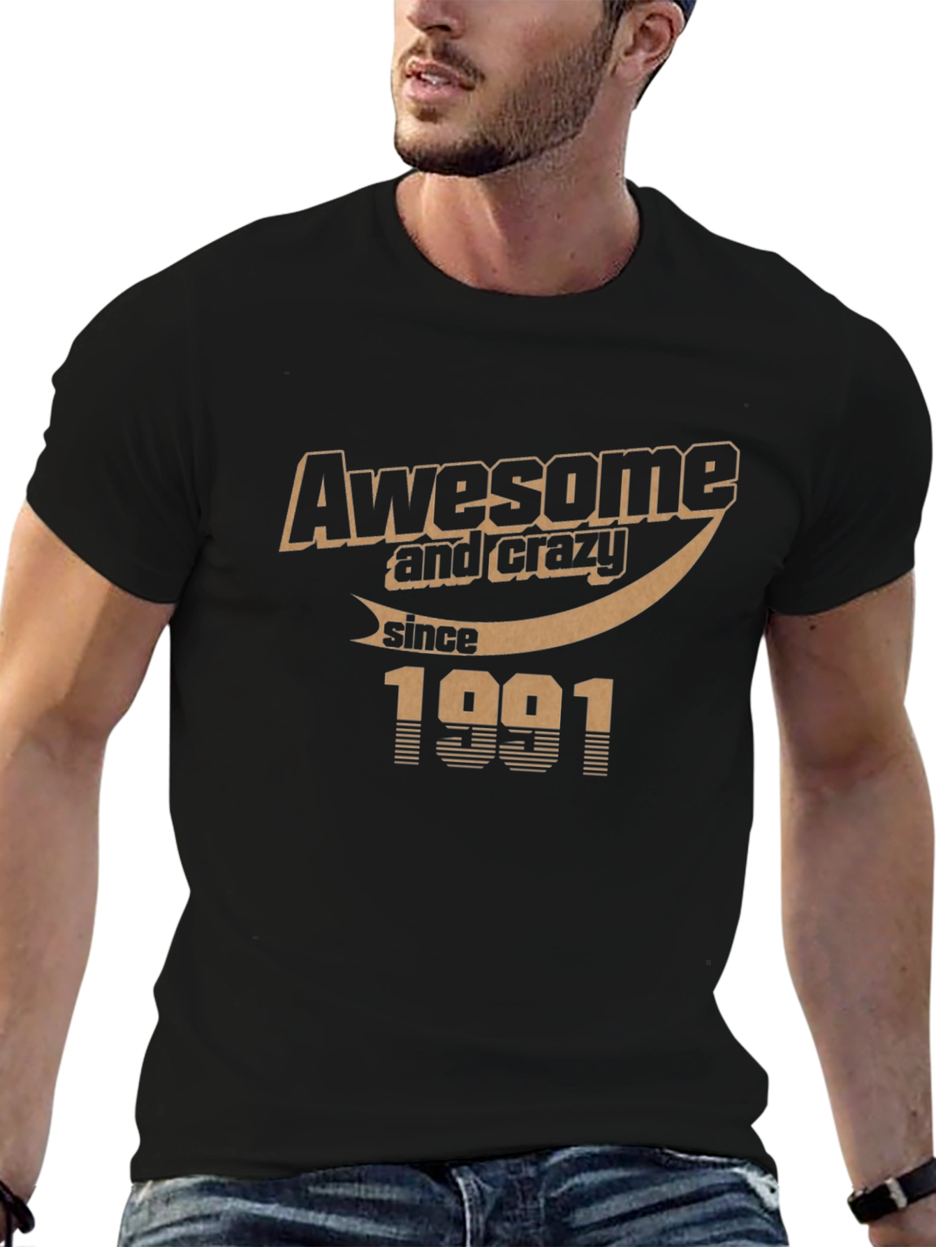Awesome and Crazy Since 1991 Black Graphic Tee