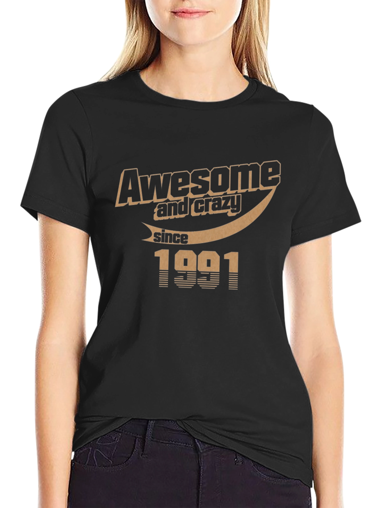 Awesome and Crazy Since 1991 Black Graphic Tee