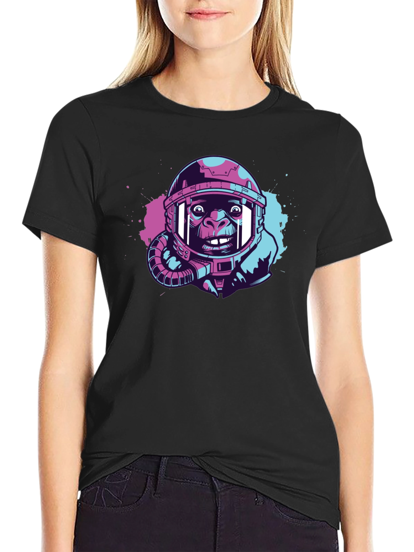 Ape Astronaut Graphic T-Shirt - Trendy Space Design