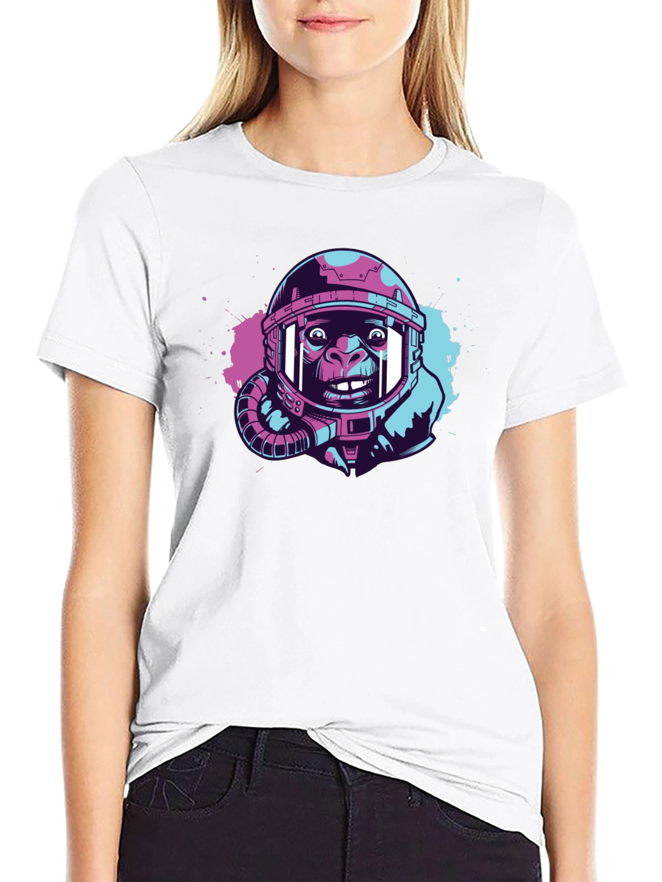 Ape Astronaut Graphic T-Shirt - Trendy Space Design