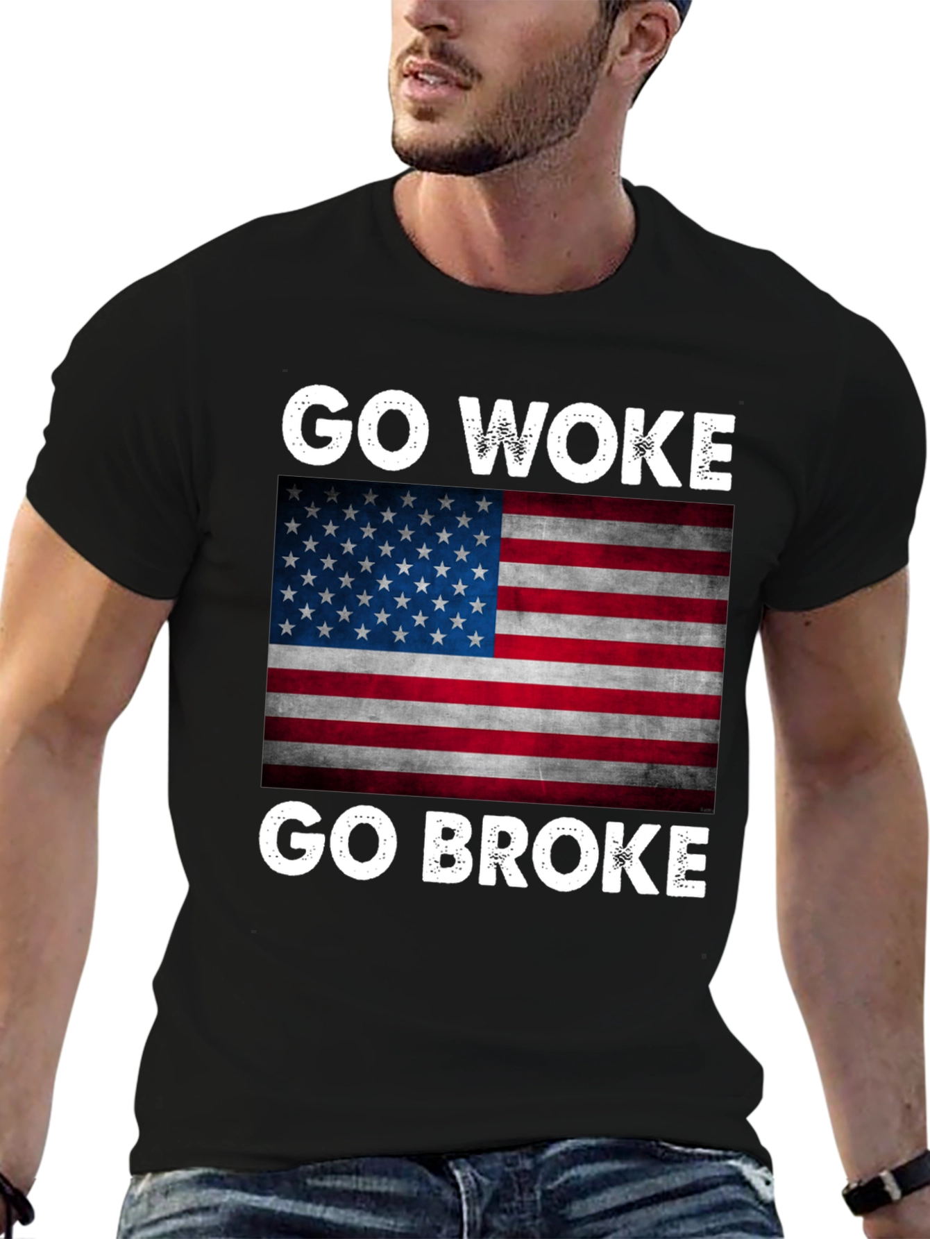 Go Woke Go Broke USA Flag Graphic Tee