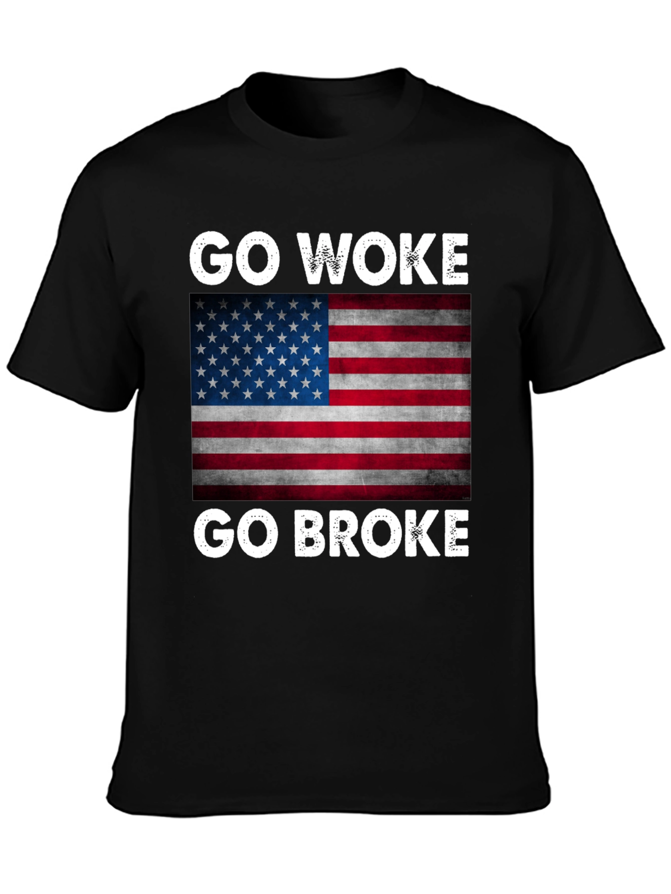 Go Woke Go Broke USA Flag Graphic Tee