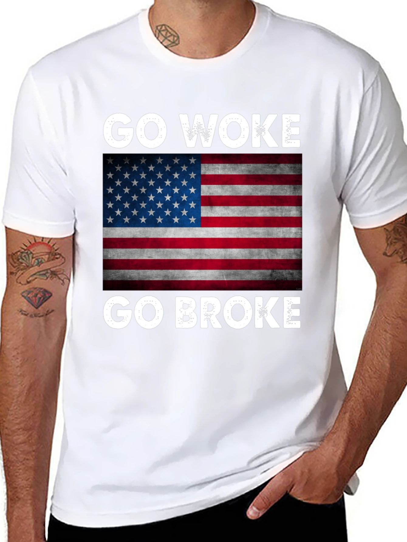 Go Woke Go Broke USA Flag Graphic Tee