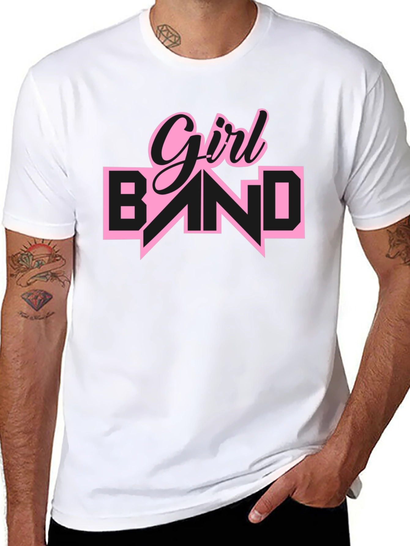 Girl Band Graphic Tee - Black Cotton T-Shirt