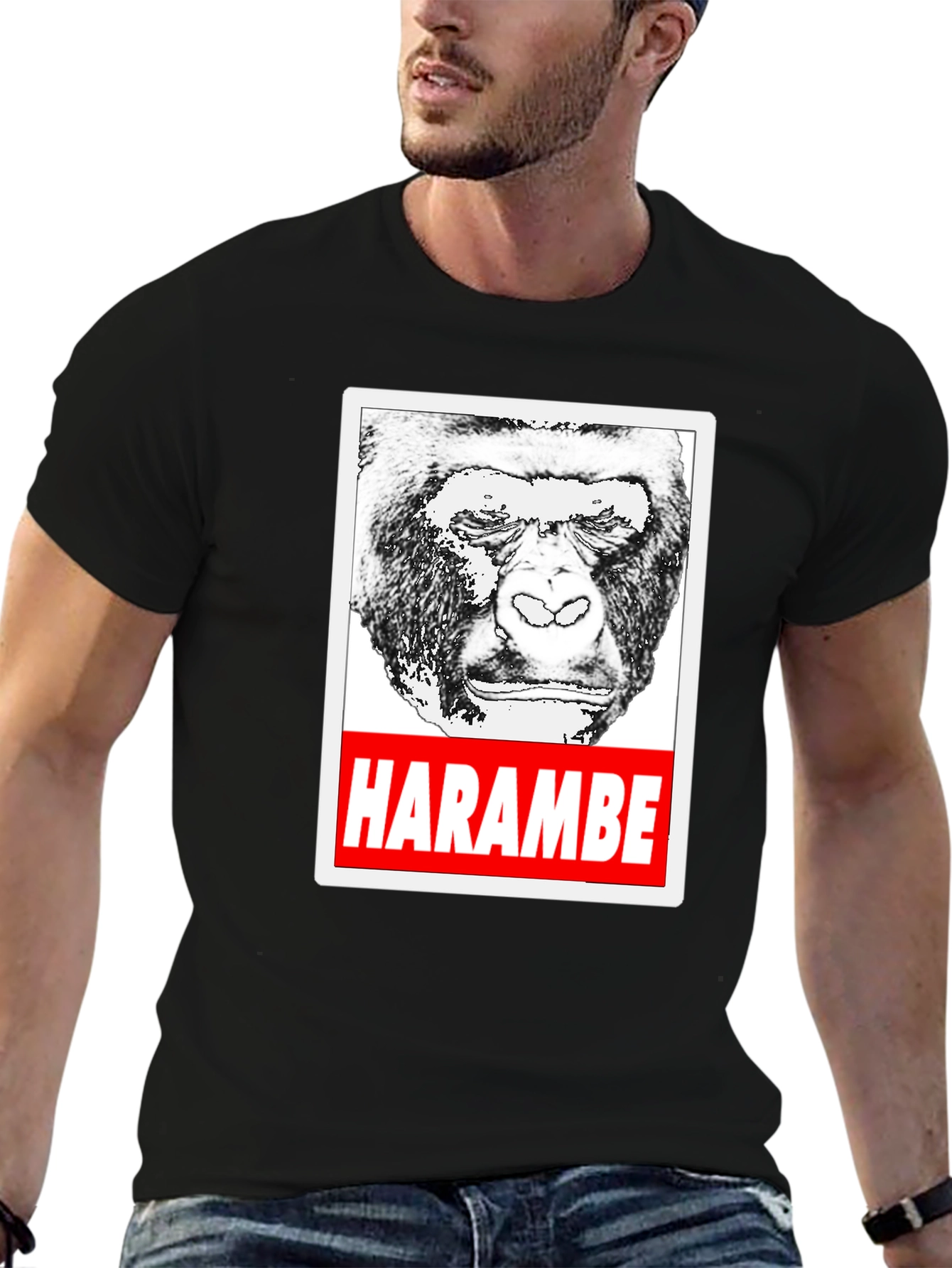 Harambe Tribute T-Shirt - Black Gorilla Graphic Tee