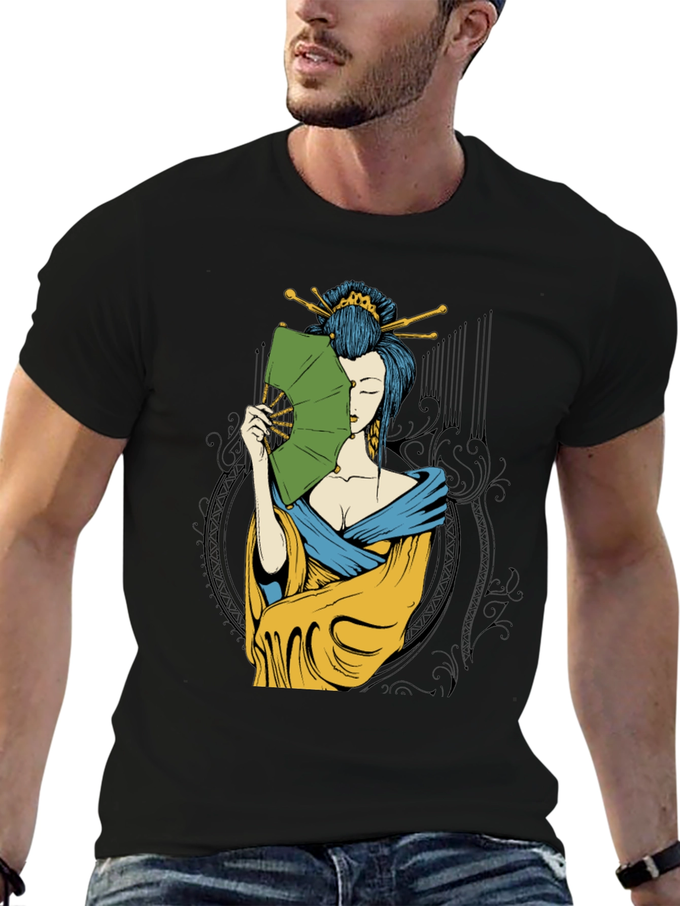 Geisha Art Black T-Shirt