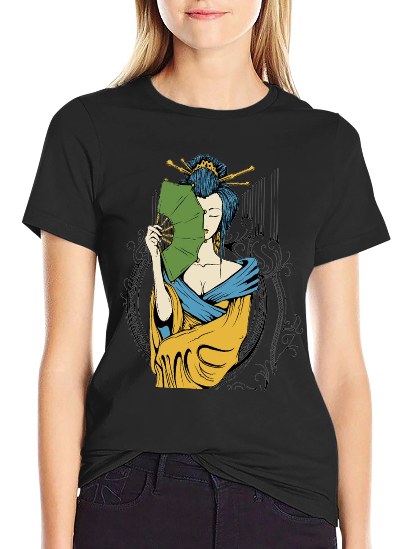 Geisha Art Black T-Shirt