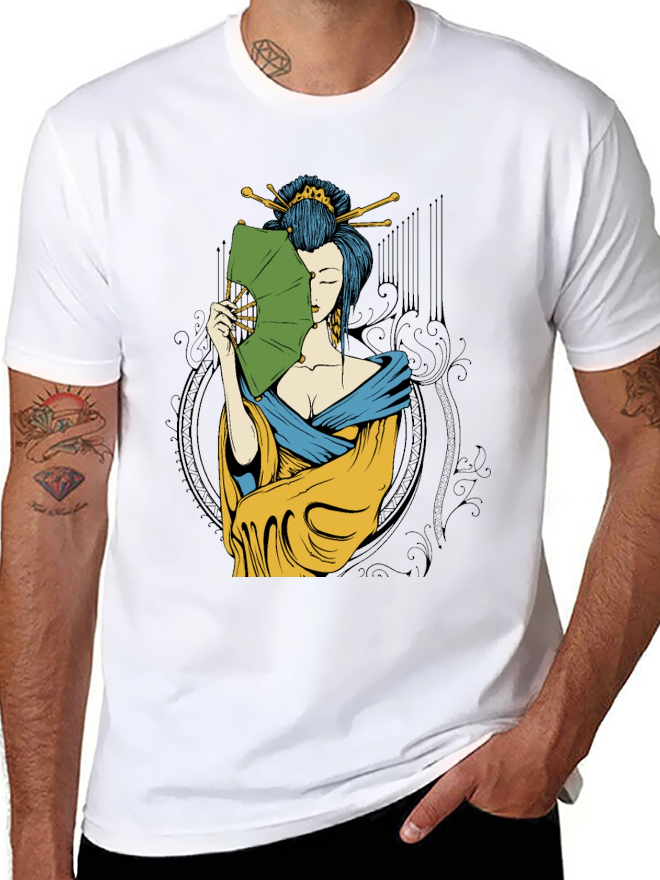Geisha Art Black T-Shirt