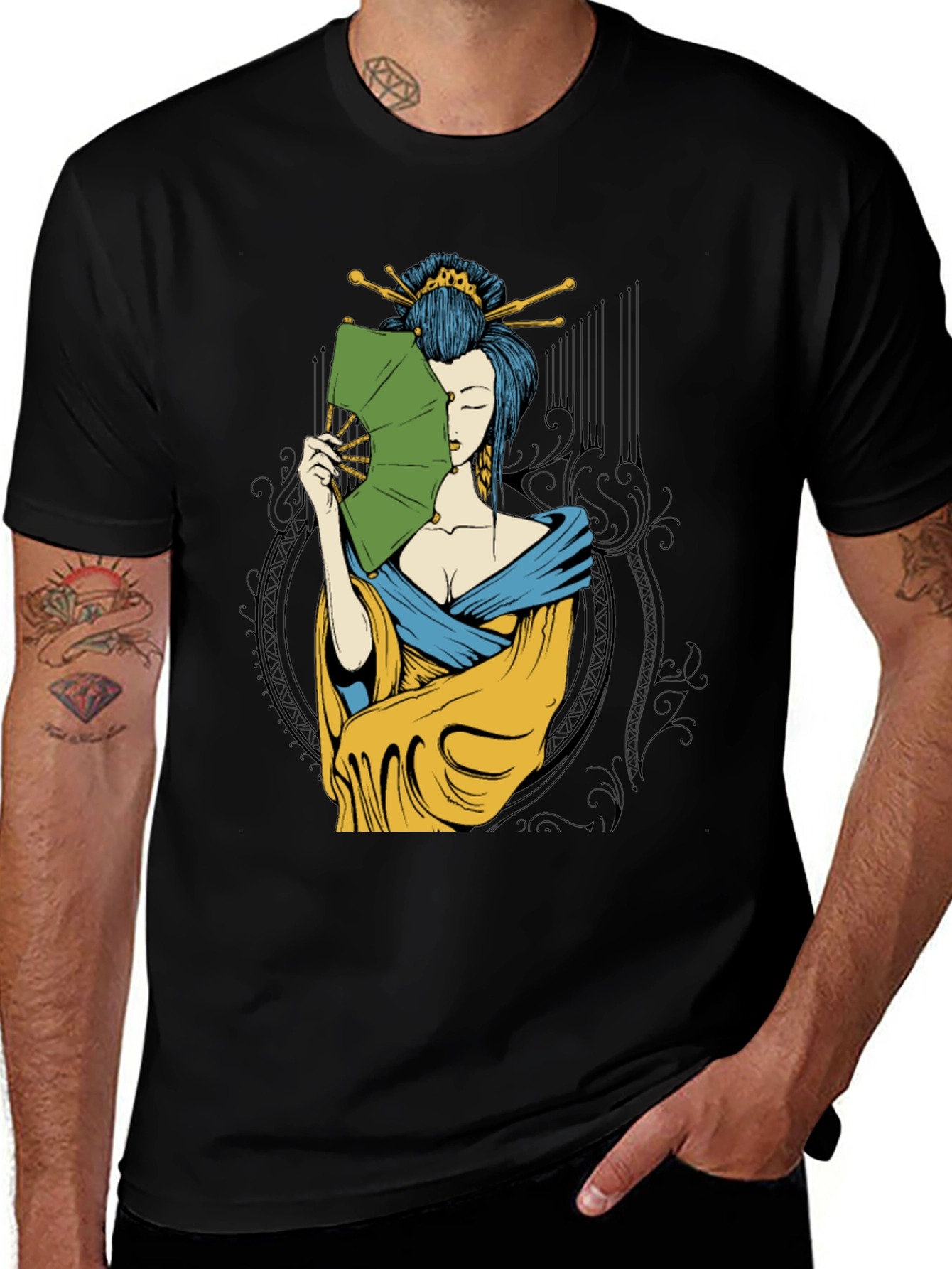 Geisha Art Black T-Shirt
