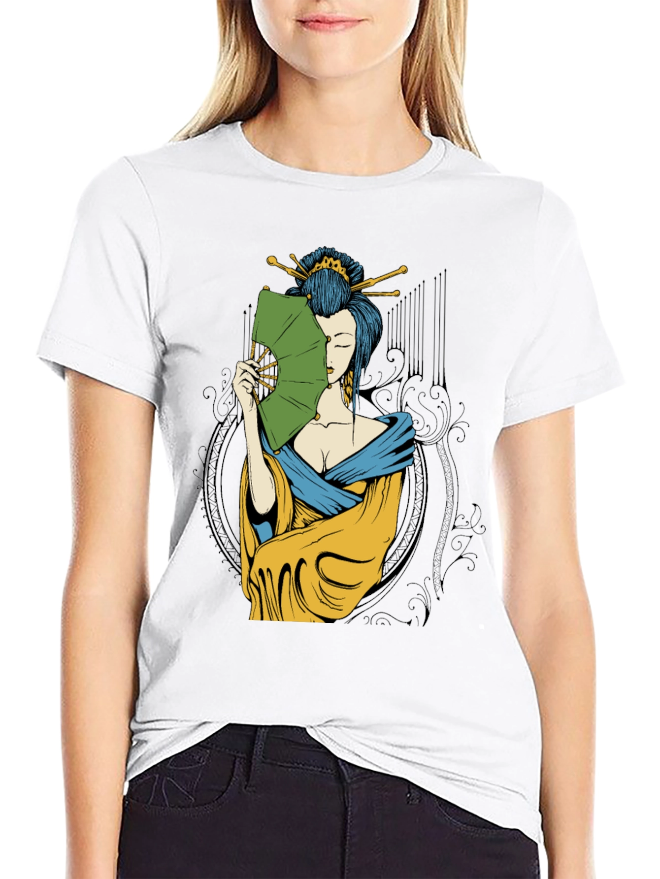 Geisha Art Black T-Shirt