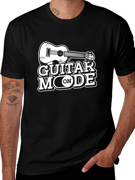 Guitar Mode On Black T-Shirt
