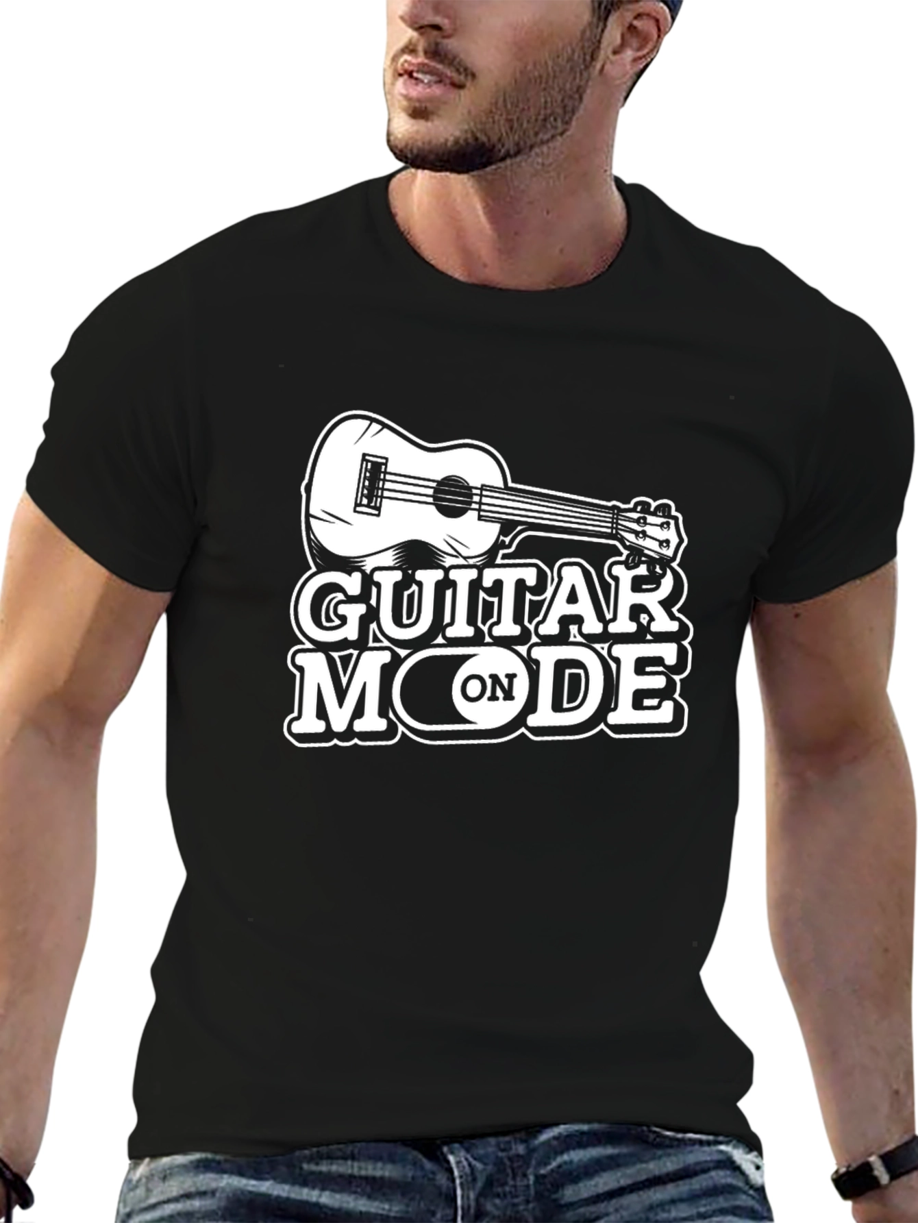 Guitar Mode On Black T-Shirt
