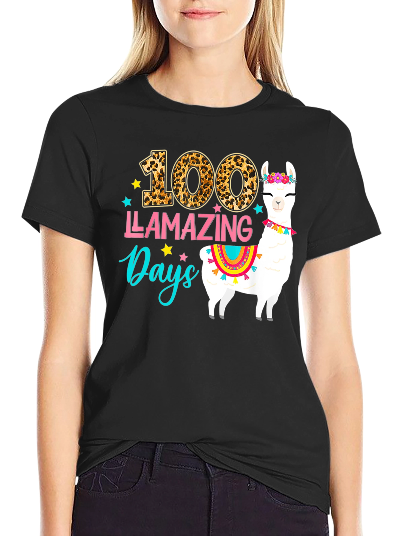 100 Llamazing Days T-Shirt - Fun School Tee