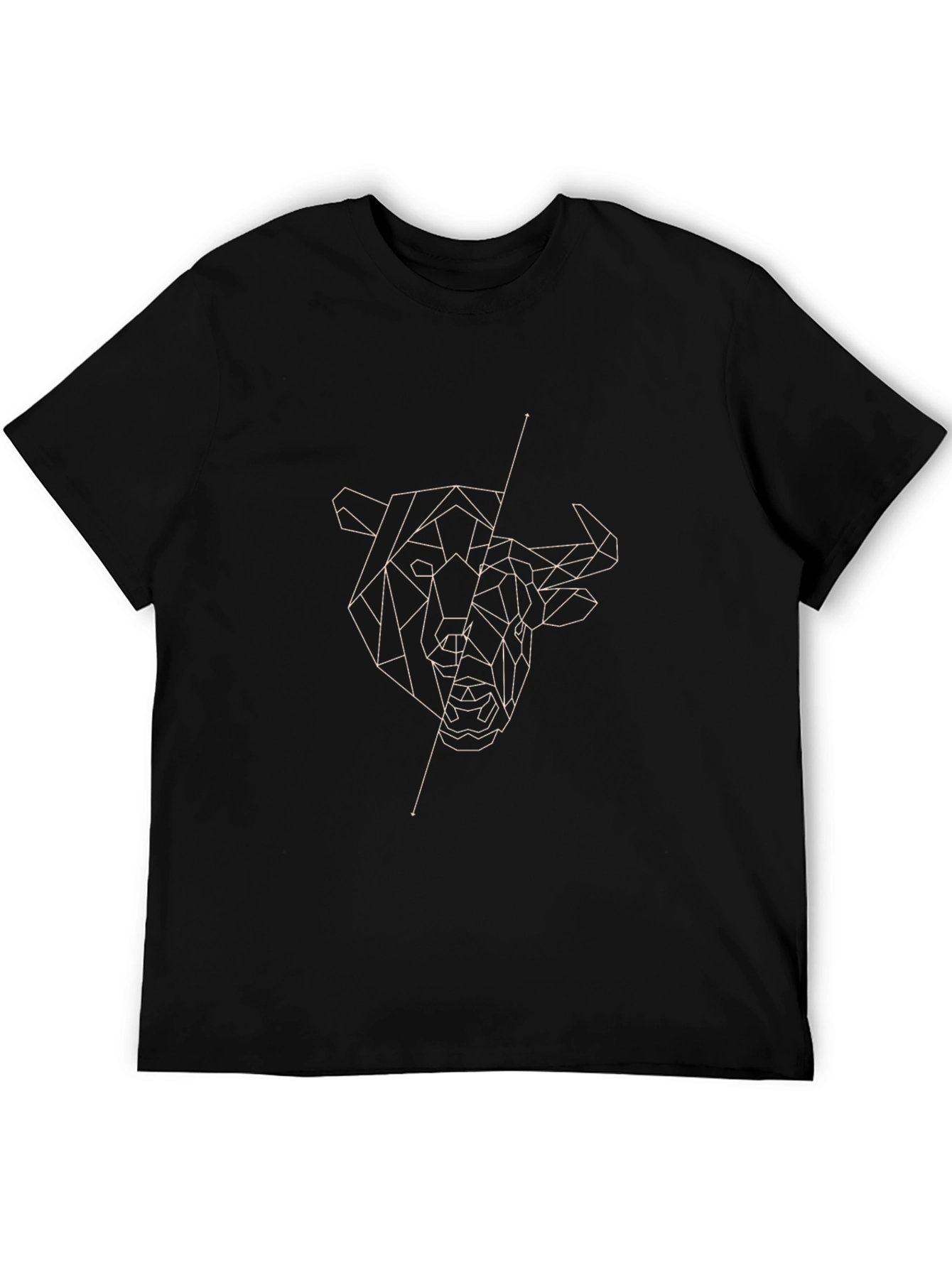 Geometric Bull Graphic Tee - Modern Mens Black T-Shirt