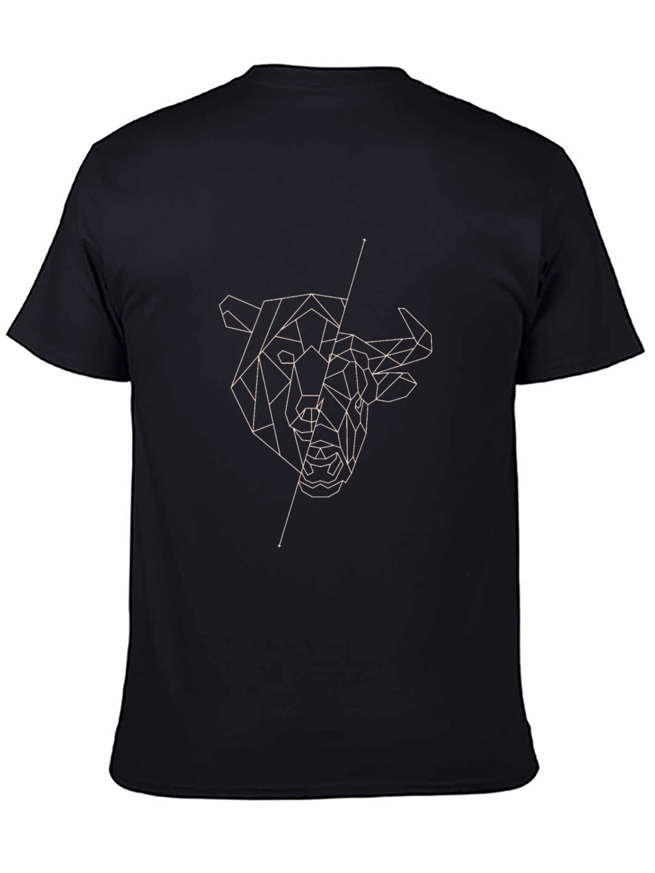 Geometric Bull Graphic Tee - Modern Mens Black T-Shirt