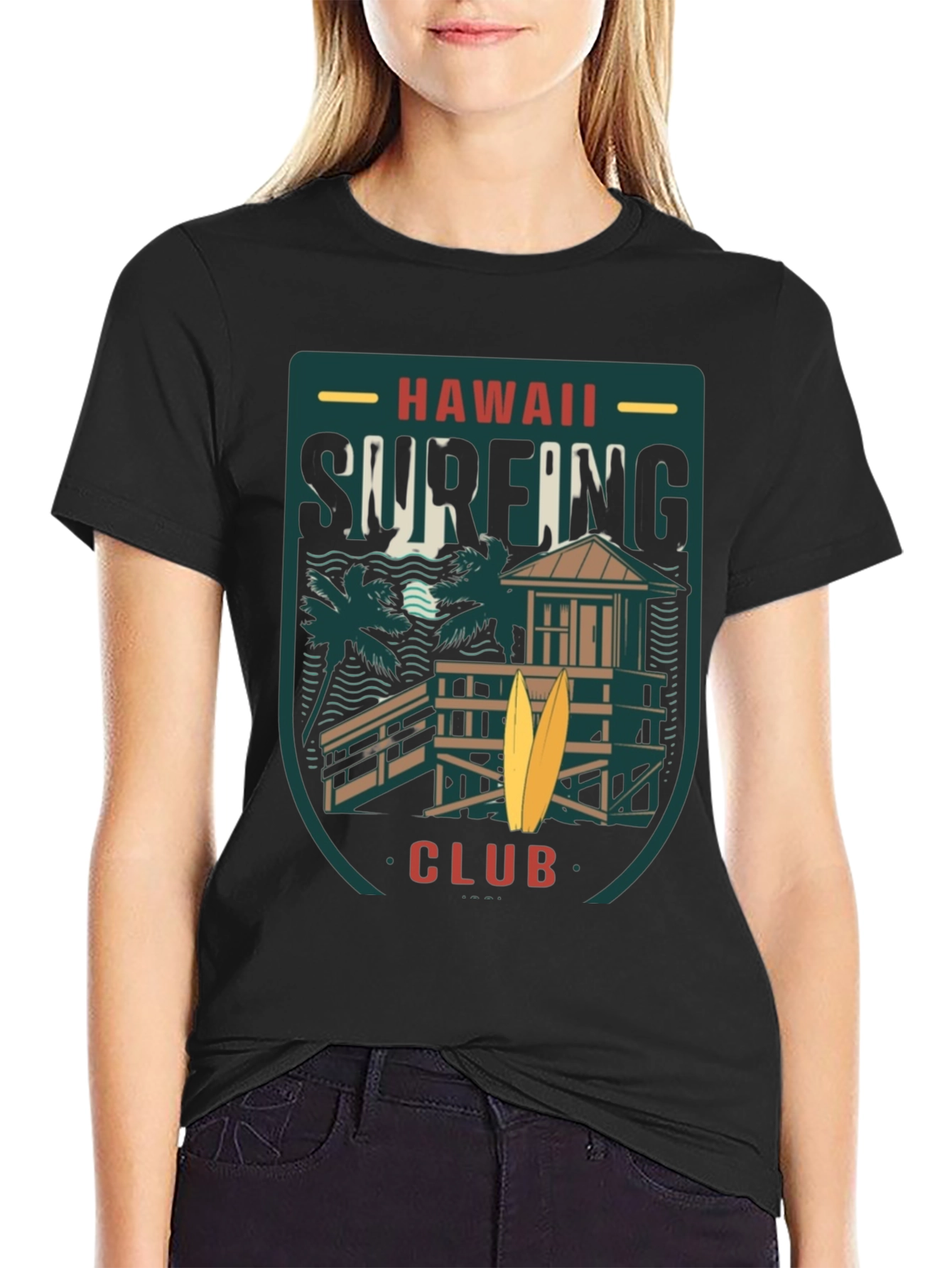 Hawaii Surfing Club Black T-Shirt