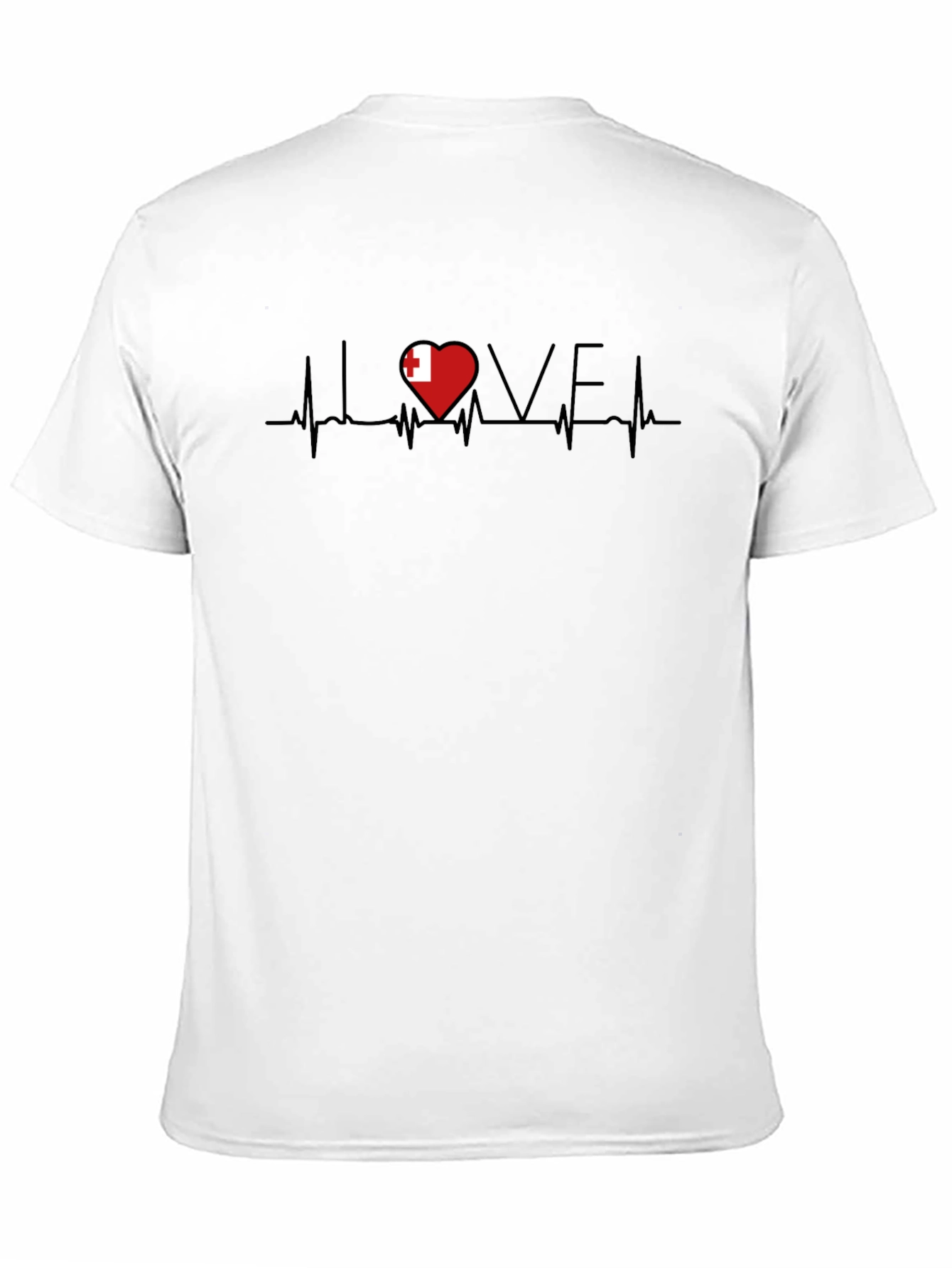 Heartbeat Tonga Flag Love Graphic T-Shirt