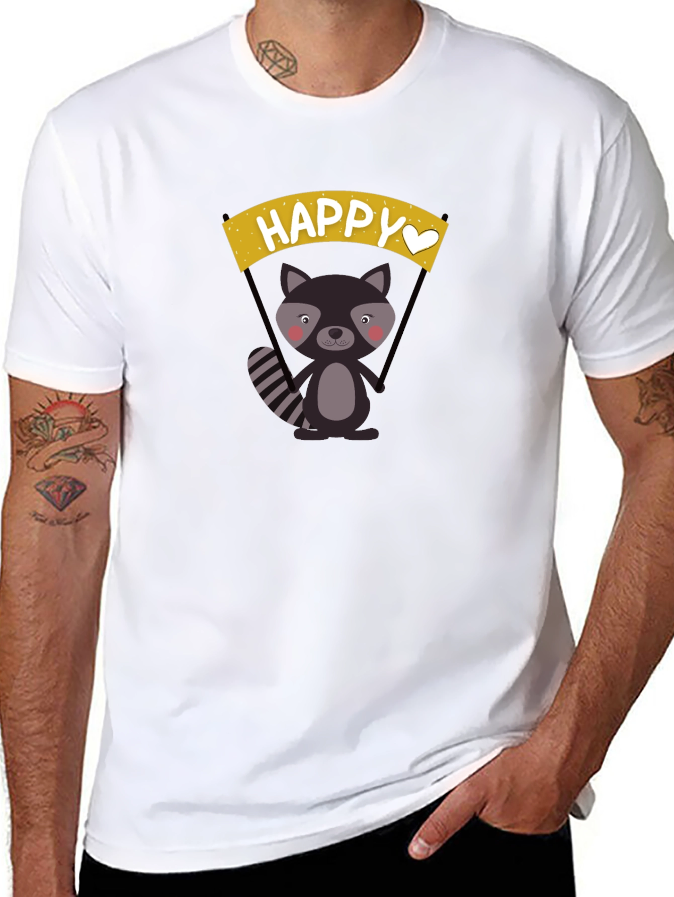 Happy Raccoon Graphic T-Shirt