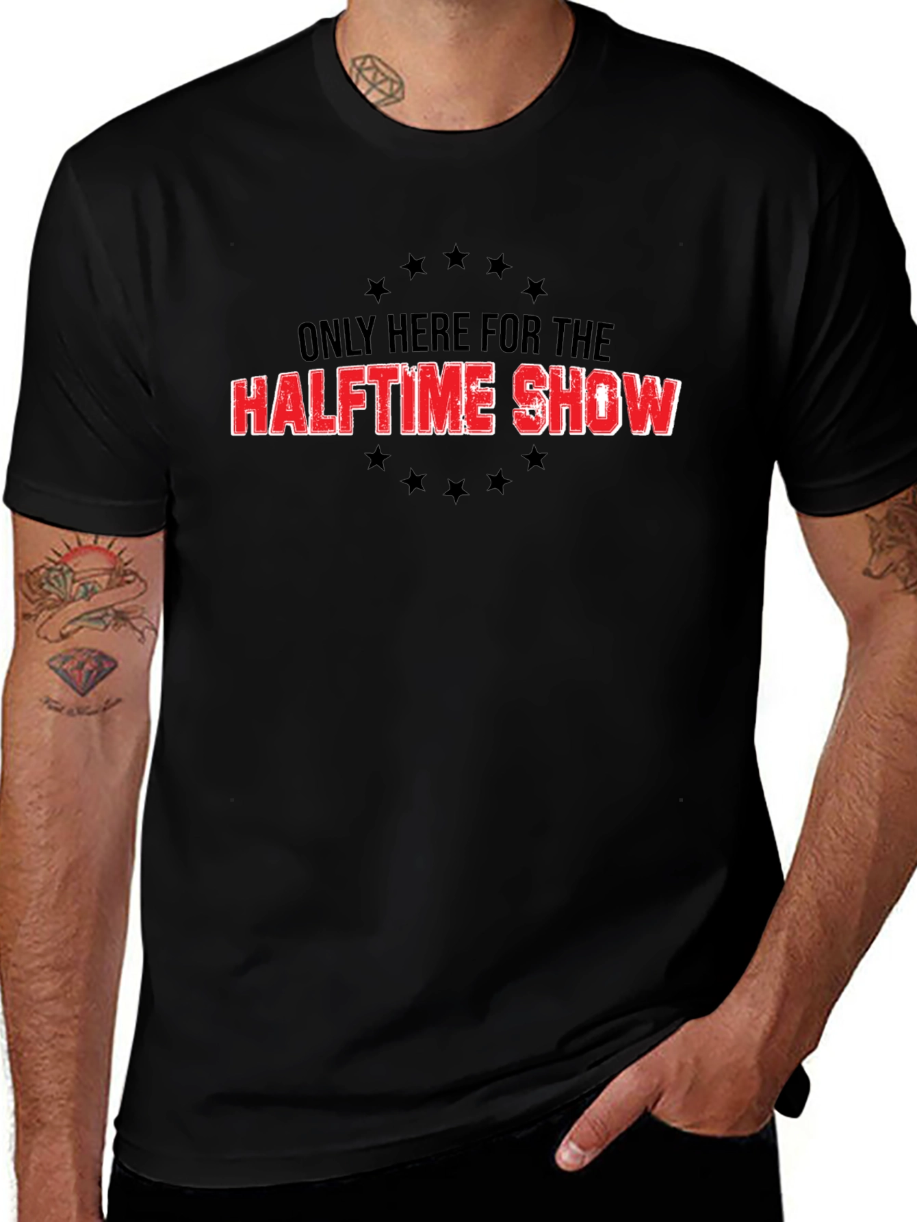 Halftime Show Tee - Black Cotton Graphic T-Shirt