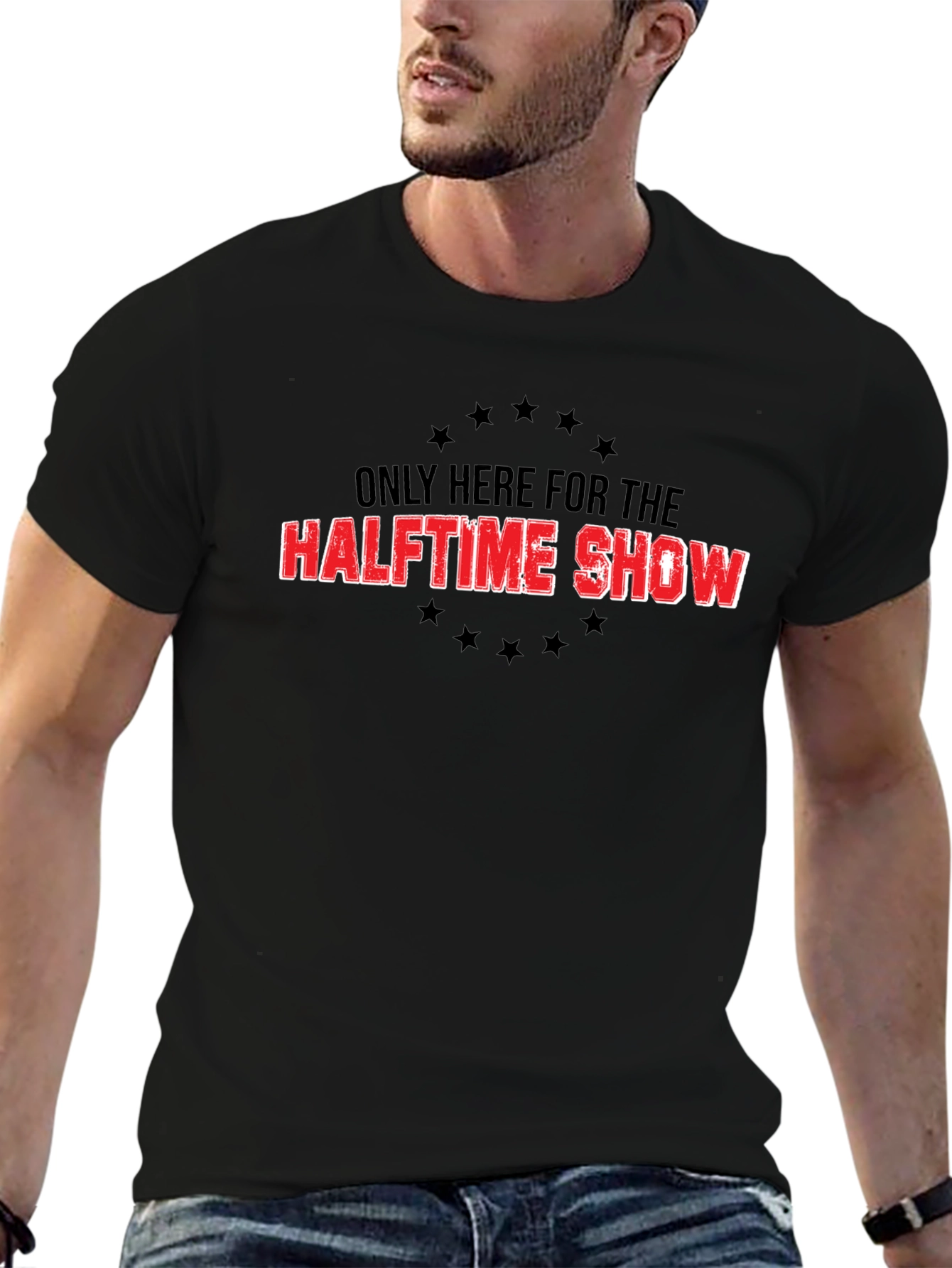 Halftime Show Tee - Black Cotton Graphic T-Shirt