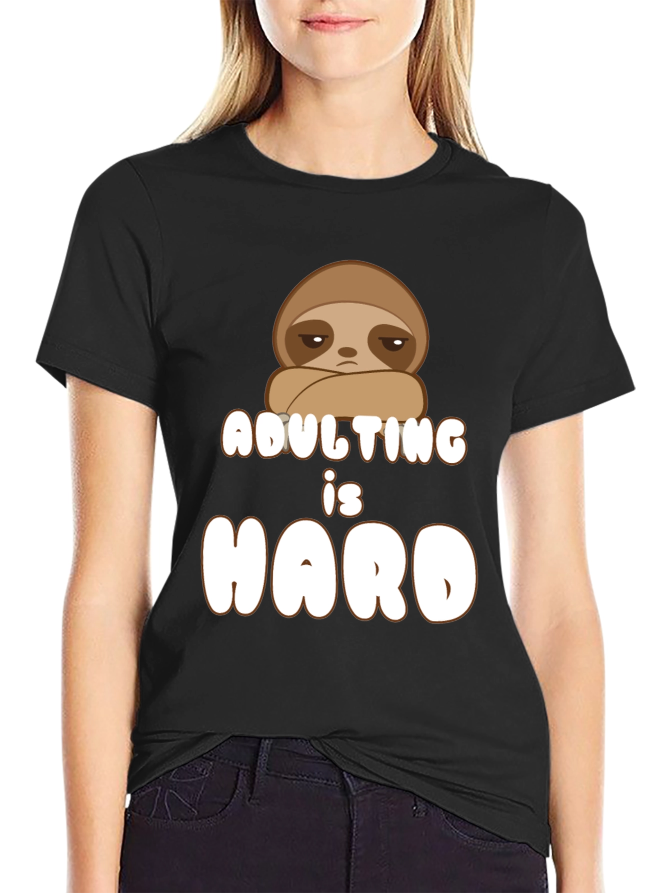 Adulting is Hard Sloth Graphic Tee
